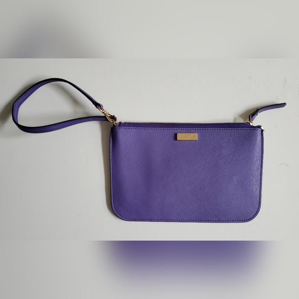 Kate Spade Lolly Newbury Lane Purple Wristlet 5" x 7.75" 100% Cow Leather